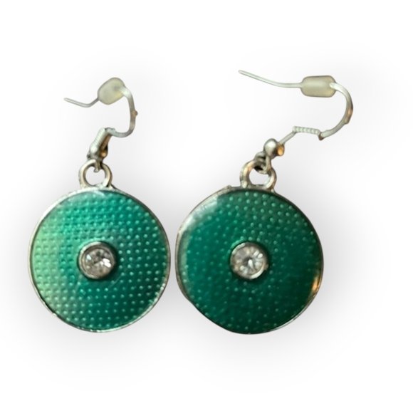 Vintage Jewelry - Vintage Inspired Emerald Green Disc Earrings